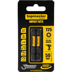 TOP MASTER Μύτη κατσαβιδιού Impact Torx με μέγεθος TX25 50mm συσκευασία 2τεμ. 338738
