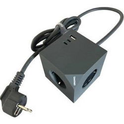 Microconnect PowerCube 3 θέσεων με 1x USB-A, 2x USB-C και καλώδιο 1.5m - Γκρι