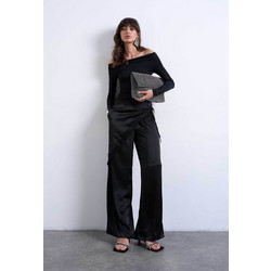 Topshop Παντελόνι Elin Wide Leg Μαύρο 31001400