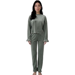 ANNALE Σετ loungewear τύπου βελουτέ με παντελόνα ΠΡΑΣΙΝΟ