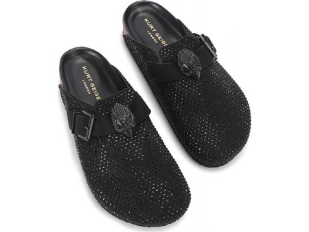 KURT GEIGER ΠΑΠΟΥΤΣΙΑ ΠΑΝΤΟΦΛΕΣ SNUG EAGLE MULE ΣΤΡΑΣ LOGO ΜΑΥΡΟ