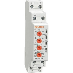 RELETEK RS-MV37P Επιτηρητής Τριφασικού Δικτύου Χωρίς Ουδέτερο για Ράγα DIN