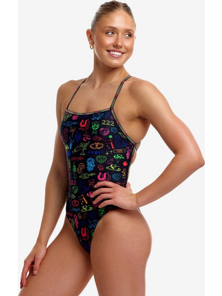 Funkita Strapped In Doodles Αθλητικό Ολόσωμο Μαγιό Μαύρο