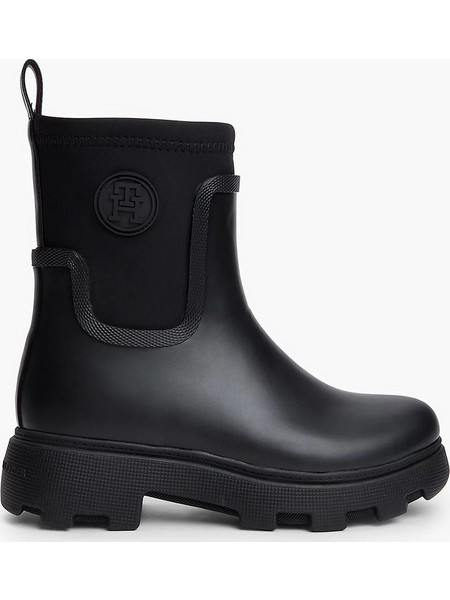 TOMMY HILFIGER TH STAMP WARM ANKLE RAIN BOOT FW0FW09544-BDS Black