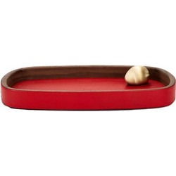 Assouline Δίσκος Δερμάτινος Red Pebble Accessory Tray (22.4x35.7x4.1 cm)