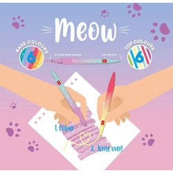 Σετ 6 Μαρκαδόροι Διπλής Μύτης - Meow - Legami