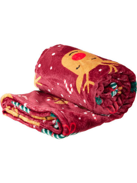 Χριστουγεννιάτικη Κουβέρτα Καναπέ Fleece (130x160) K-M Red AAE826400