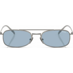 Prada PRD59S 5AV40Q Ανδρικά Γυαλιά Ηλίου Ορθογώνια Μεταλλικά Ασημί με Μπλε Φακό