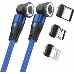 RealPower Magnetic USB to Lightning / Type-C / micro USB Cable Μπλε 1m (439652)