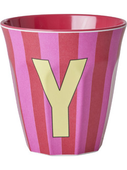 Rice - Melamine Cup with the Letter Y - Red and Pink - Medium