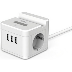 Winning Star ST-1002 Πολύπριζο Κύβος 2500W με 2 Πρίζες, 3 USB, Βάση Κινητού & Φωτισμό - 2m