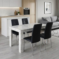 Σετ τραπεζαρία 5τμχ Darlen - Alma Megapap χρώμα λευκό εφέ μαρμάρου - μαύρο 125x72x74εκ