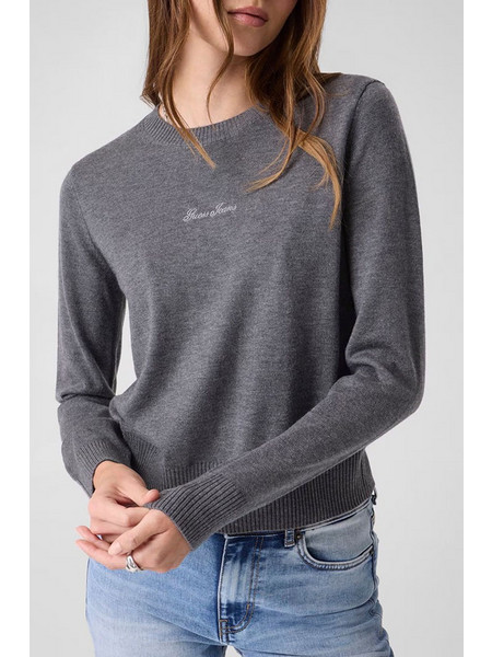GUESS JEANS GJ LS CN SCRIPT EMB SWTR ΜΠΛΟΥΖΑ ΓΥΝΑΙΚΕΙΟ W6BR01Z1244-H91E Gray