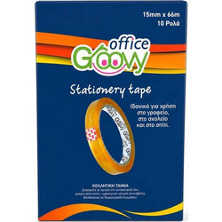 Σελοτέιπ Groovy διάφανο 15x66mm σετ 10 ρολά