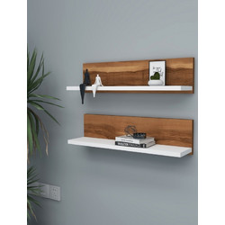 Wall Shelf Walnut, White Melamine Coated Particle Board 60x13x15 cm