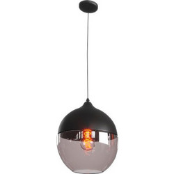 POWERTECH φωτιστικό οροφής HLL-0028, E27, 20x20cm, γυάλινο, μαύρο