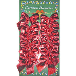 Φιόγκοι Γυαλιστεροί σετ=12τεμ 5,5x6cm Xmasfest 113273 Κόκκινο 93-253-RED