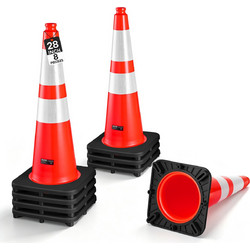 VEVOR Κώνοι Κυκλοφορίας 8 τμχ 715 mm PVC Πορτοκαλί με Μαύρη Βάση και Ανακλαστική Λωρίδα HSDZAQZ28YCHYQPT0001V0