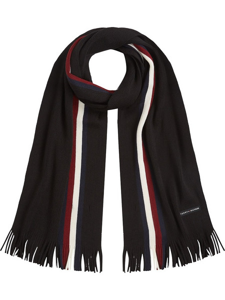 TOMMY HILFIGER ΚΑΣΚΟΛ ΜΕ ΡΙΜΠ ΥΦΑΝΣΗ TOMMY HILFIGER AM0AM13595 BDS , Black