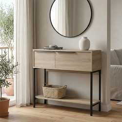Κονσόλα Nordic pakoworld σε sonoma-μαύρη απόχρωση 90x29,5x76εκ 230-000146
