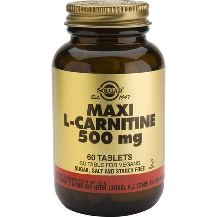 Solgar Maxi L-Carnitine Συμπλήρωμα Διατροφής με Καρνιτίνη 500mg 60 Ταμπλέτες