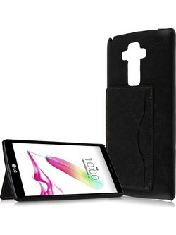 LG G4 Stylus (H635) - Δερμάτινη θήκη Πίσω Κάλυμμα Με Υποδοχή Για Κάρτα Μαύρο (OEM)