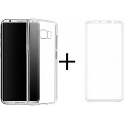 Θήκη Samsung Galaxy S8 Σιλικόνης TPU Ultra Slim Διάφανη + Tempered Glass Full Cover 3D Curved Edge Λευκό - 3167 - Remax