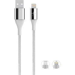 A26 Καλώδιο Φόρτισης και Δεδομένων 2in1 USB σε micro και Lightning OEM Λευκό 1 μέτρο