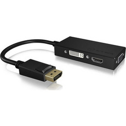 RaidSonic Icy Box 3-in-1 DisplayPort to HDMI/ DVI-D/VGA Adapter, Black (IB-AC1031)