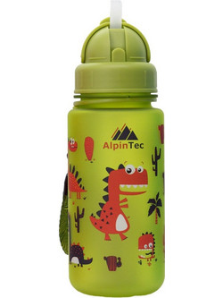 AlpinPro AlpinTec Kids Dino Παιδικό Μπουκάλι Πλαστικό BPA Free με Καλαμάκι Lime 400ml