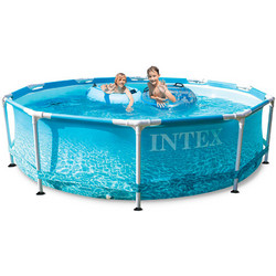 Intex Beachside Metal Frame 28208 Πισίνα Πλαστική με Μεταλλικό Σκελετό & Αντλία Φίλτρου Φ305x76cm