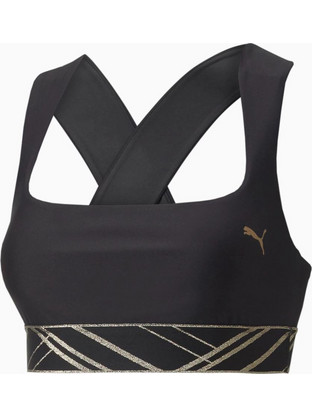 Puma Mid Impact Deco Glam Training Αθλητικό Μπουστάκι με Μέτρια Στήριξη Μαύρο 522253-01