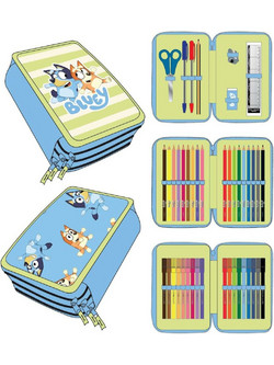 Cerda Bluey Κασετίνα με 2 Θήκες Πράσινη Γαλάζια 2700000945