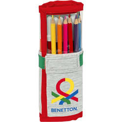 Safta Benetton Pop Κασετίνα Βαρελάκι Γεμάτη Κόκκινη Γκρι 412352786