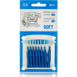 Doft Mini Μεσοδόντια Βουρτσάκια 0.6mm Μπλε 8τμχ