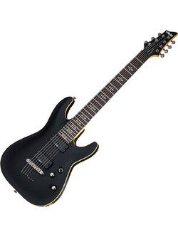Schecter Demon-7 Ηλεκτρική Κιθάρα ST Style με HH Μαγνήτες και Ταστιέρα Wenge 7 Χορδών Satin Aged Black