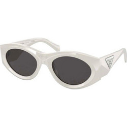 Prada SPR20Z 1425/S0 Γυναικεία Γυαλιά Ηλίου Οβάλ Κοκάλινα Λευκά με Μαύρο Polarized Φακό