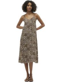 Vero Moda Josie Midi Καλοκαιρινό Καθημερινό Φόρεμα Καφέ 10303398