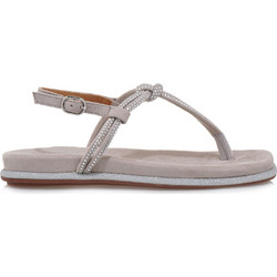 Seven Γυναικεία Σανδάλια Suede με Στρας Γκρι S407Y80018A0