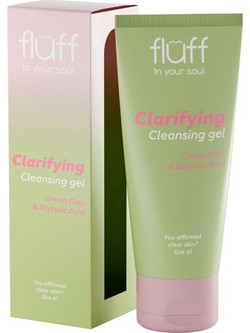 Fluff Clarifying Green Clay & Glycolic Acid Cleansing Face Gel Χημικό Ενυδατικό Peeling Προσώπου 100ml