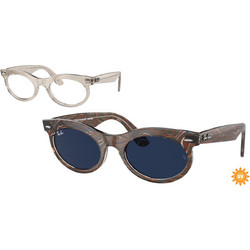 Ray-Ban RB2242 1383GG Ανδρικά Γυαλιά Ηλίου Οβάλ Κοκάλινα Καφέ με Μπλε Καθρέπτη Φακό
