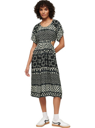 Superdry Midi Καλοκαιρινό Καθημερινό Φόρεμα Μαύρο W8011676A-2KU