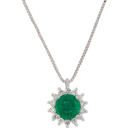 Million Diamonds Γυναικείο Κολιέ Ροζέτα από Λευκόχρυσο 18K με Διαμάντι & Σμαράγδι MD20700