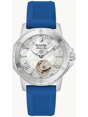 Bulova Γυναικείο Ρολόι με Μπλε Καουτσούκ Λουράκι 96L324