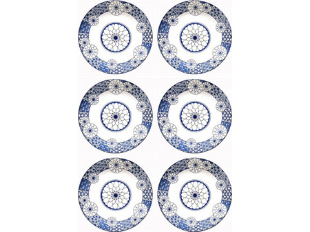 For Home Traditional Greek Blue Πιάτα Βαθιά Κεραμικά 23cm 6τμχ 17716
