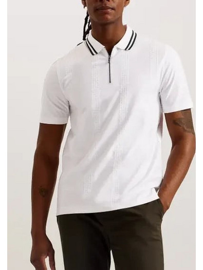 Ted Baker Jacquard Ανδρική Μπλούζα Polo Κοντομάνικη Λευκή 274051