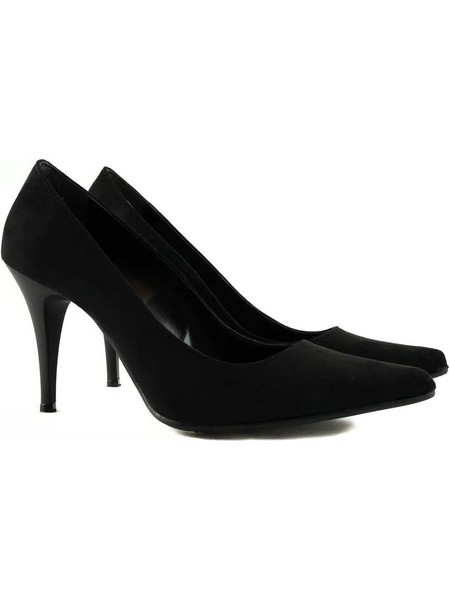 Stefania Γόβες Suede με Λεπτό Ψηλό Τακούνι Μαύρες 910