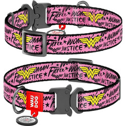 Waudog Wonder Woman Pink Metal Κολάρο Σκύλου Ροζ 2x24-40cm