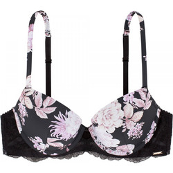 Dorina Amaryllis Σουτιέν Balconette Push Up με Μπανέλα Μαύρο Λευκό Ροζ D001472MI033-BK0047