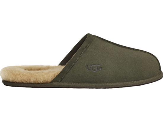 UGG Scuff Δερμάτινες Χειμερινές Ανδρικές Παντόφλες με Γούνα Χακί 1101111-FRSN